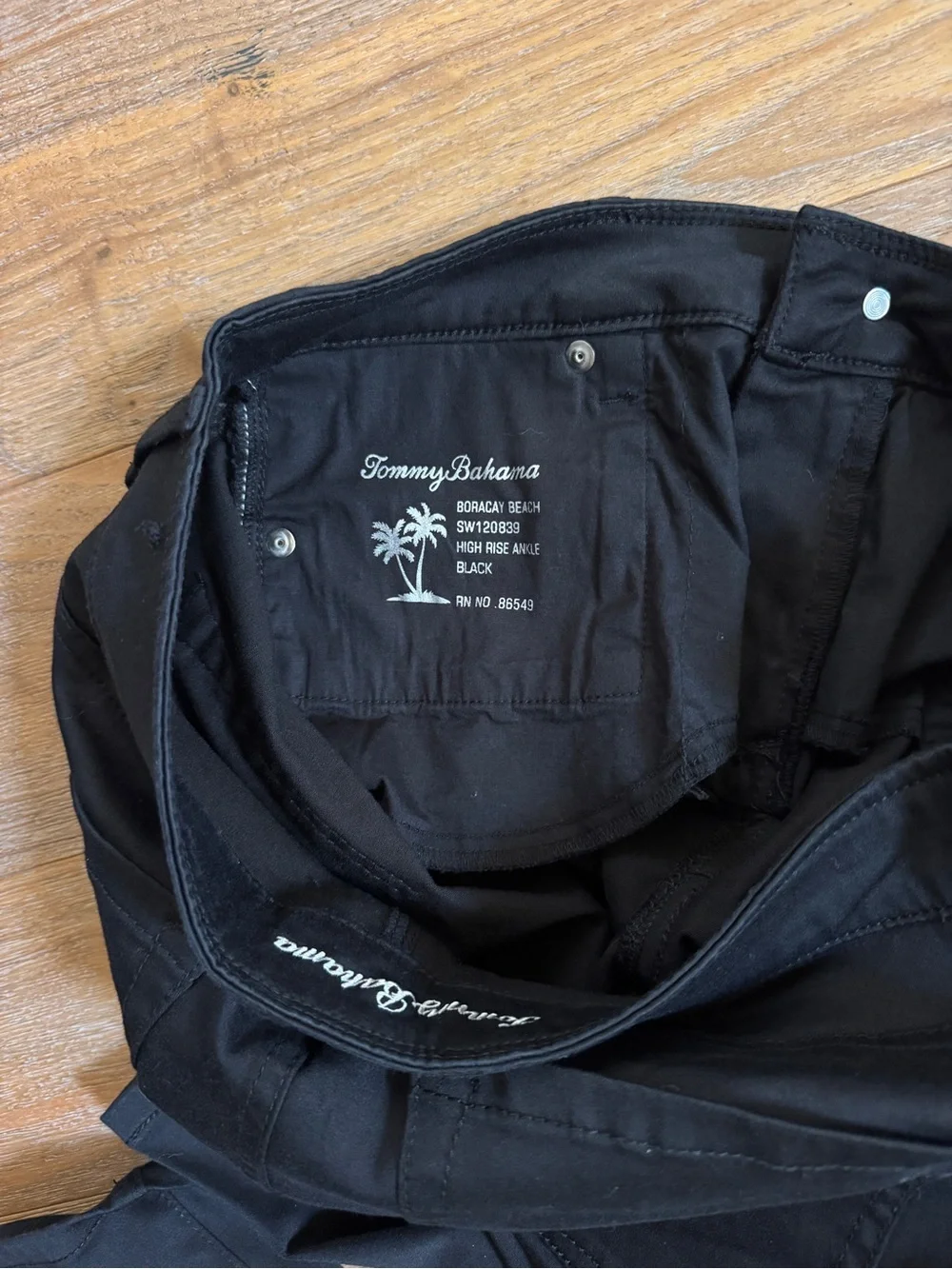 Tommy Bahama Boracay Beach High Rise Ankle Black Pants Size 8 x 28